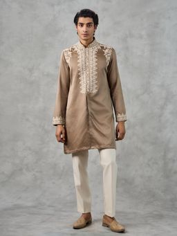 Twamev - Brown Satin Kurta with Pant