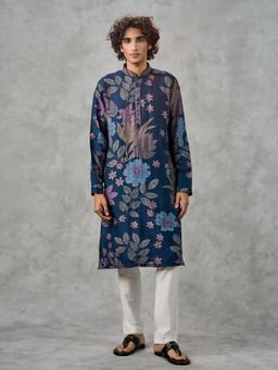 Twamev - Navy Blue Festive Charm Kurta with Pant