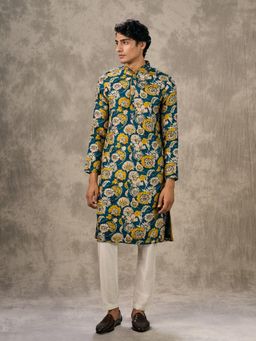 Twamev - Teal Blue Elegance Kurta with Pant