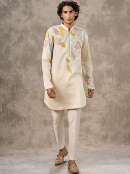 Twamev - Cream Radiance Satin Kurta with Pant