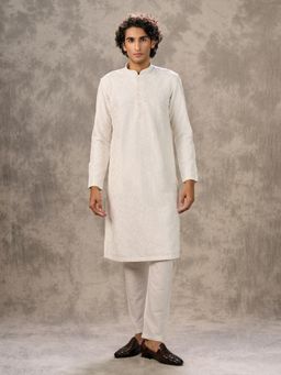 Twamev - Warm White Harmony Kurta with Pyjama