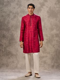 Twamev - Rani Pink Printed Kurta with Pant