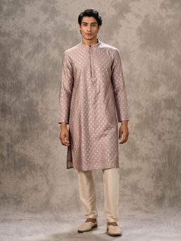 Twamev - Purple Woven Elegance Kurta with Pyjama