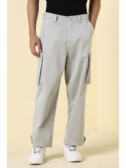 Allen Solly - Men Grey Solid Casual Trousers
