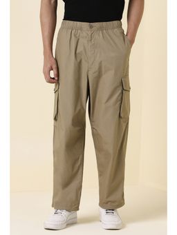 Allen Solly - Men Khaki Solid Casual Trousers