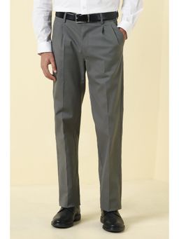 Allen Solly - Men Grey Solid Formal Trousers
