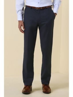Allen Solly - Men Navy Bluetextured Formal Trousers