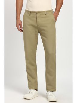 Peter England - Men Beige Textured Super Slim Fit Casual Trousers