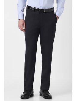 Peter England - Men Black Solid Formal Trousers