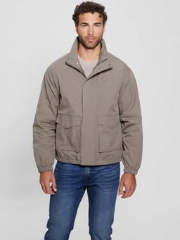 Guess - Walnut Shell High Collar Solid Grey Jacket