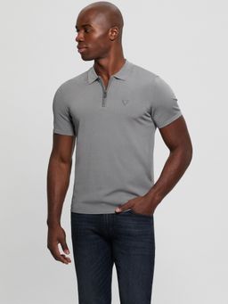 Guess - Steel Ball Collar Neck Solid Grey Sweater