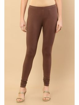 Soch - Brown Solid Pure Cotton Ankle Length Legging