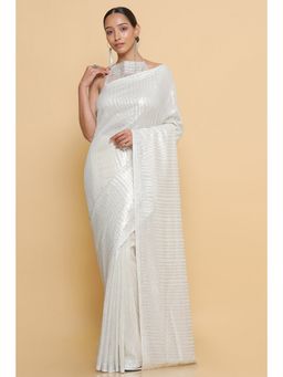 Soch - Cream Georgette Saree With Sequin Work with Unstitched Blouse