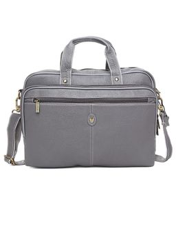 WILDHORN - Leather Grey Laptop Messenger Bag for Men