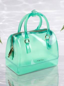 Metro - Solid Green Satchel Bag with Detachable Strap