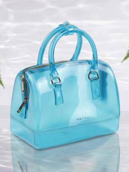Metro - Solid Blue Satchel Bag with Detachable Strap