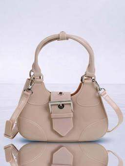 Mochi - Solid/Plain Beige Mini Bag with Detachable Strap