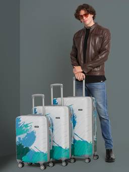 Teakwood - Leathers Premium Polypropylene Hard Case Printed Trolley Bag - Green