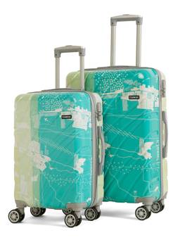 Teakwood - Leathers Premium Polypropylene Hard Case Printed Trolley Bags - Green