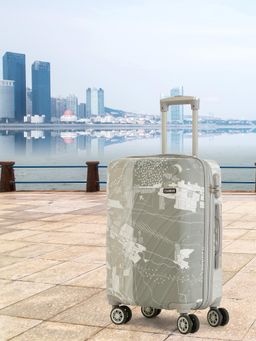 Teakwood - Leathers Premium Polypropylene Hard Case Printed Trolley Bag - Grey