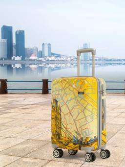 Teakwood - Leathers Premium Polypropylene Hard Case Printed Trolley Bag - Yellow