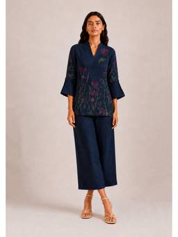 Kaveri - Navy Blue Criss Cross Lane Tree Co-Ord Set