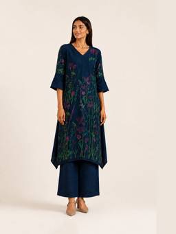 Kaveri - Navy Blue Criss Cross Lane Fly Free Co-Ord Set