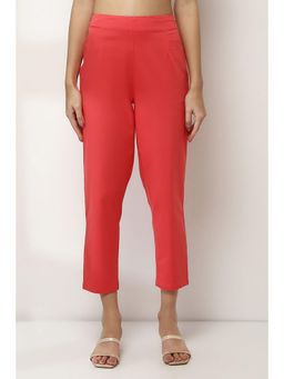 Rangriti - Women Coral Cotton Lycra Pants