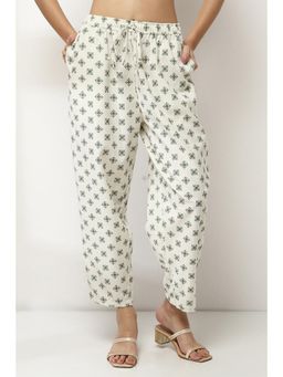 Rangriti - Women Off White Cotton Blend Pant