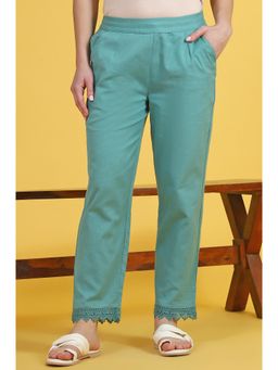 W - Solid Cotton Blend Straight Pants