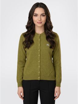 Monte Carlo - Womens Regular Fit Full Sleeve Round Neck Solid Winter Cardigan