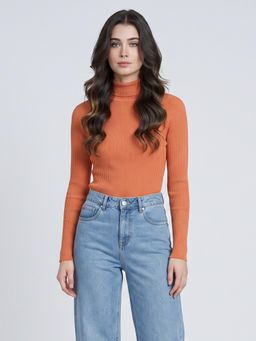 Monte Carlo - Womens Regular Fit Full Sleeve High Neck Corduroy Winter Sweater
