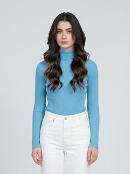 Monte Carlo - Womens Regular Fit Full Sleeve High Neck Corduroy Winter Sweater