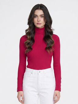 Monte Carlo - Womens Regular Fit Full Sleeve High Neck Solid Winter Sweater