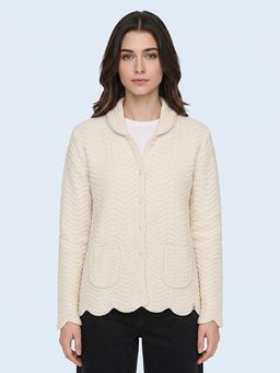 Monte Carlo - Womens Regular Fit Full Sleeve Collared Self Designed Winter Cardigan