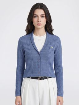 Monte Carlo - Womens Regular Fit Full Sleeve V-Neck Self Designed Winter Cardigan