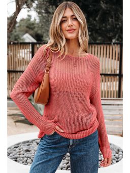 Errabelly - Coral Crochet Hollow-out Jumper Top Sweater