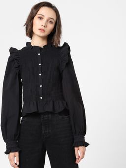 ONLY - Women Textured Black Top