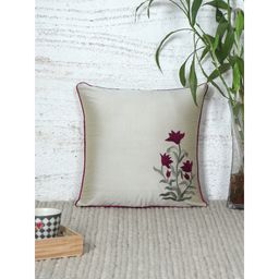 Zeba World - Floral Embroidered with Cord Piping Cushion Cover