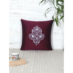 Zeba World - Central Motif Embroidery with Patch and Cord Piping Cushion Cover