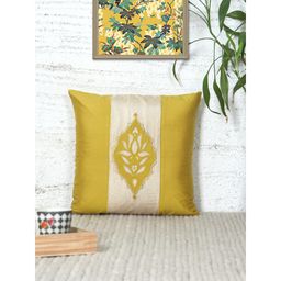 Zeba World - Central Lotus Motif Embroidery On Patch Cushion Cover