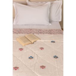 ADYA - Pink & Blue Pansy Cotton Single Quilt