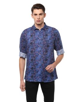Allen Solly - Men Blue Printed Full Sleeves Casual Shirt