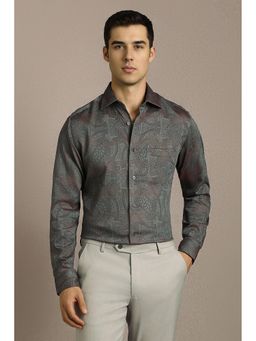 Louis Philippe - Men Grey Print Full Sleeves Formal Shirt