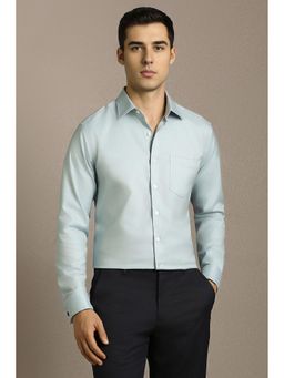 Louis Philippe - Men Light Blue Solid Full Sleeves Formal Shirt