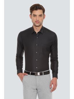 Louis Philippe - Men Black Textured Full Sleeves Formal Shirt