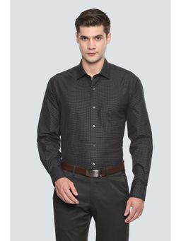 Louis Philippe - Men Black Check Full Sleeves Formal Shirt