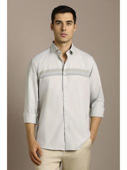 Louis Philippe - Men Grey Stripe Full Sleeves Casual Shirt