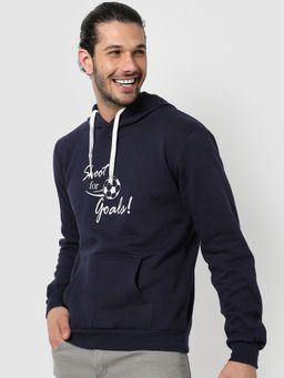 Campus Sutra - Graphic Print Hoodie Kangaroo Pocket