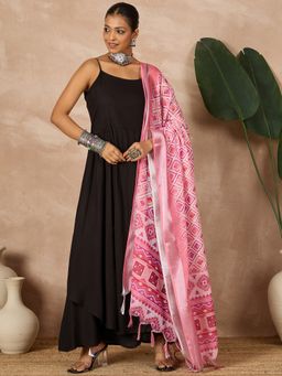 InWeave - Black Strappy D43 Kurta with Palazzo and Dupatta (Set of 3)